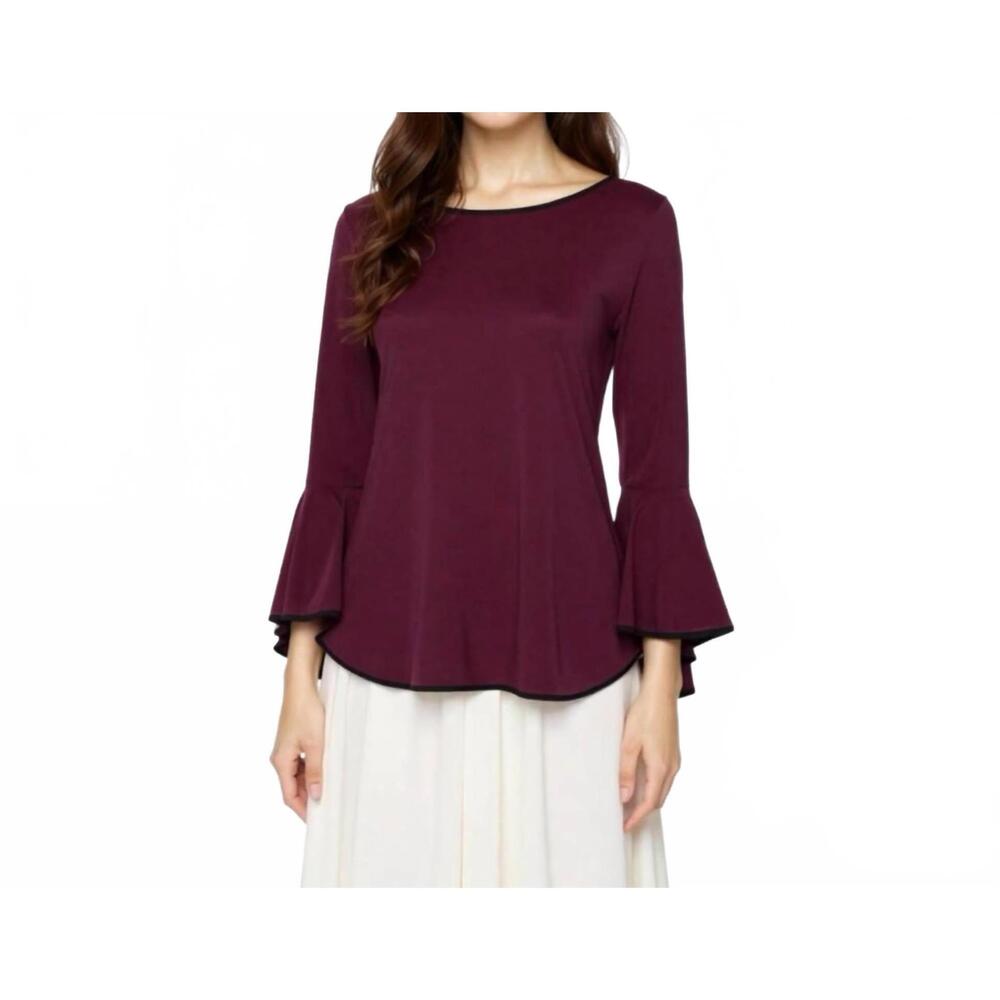 NEW SAM & JESS elegant bell sleeve top in maroon